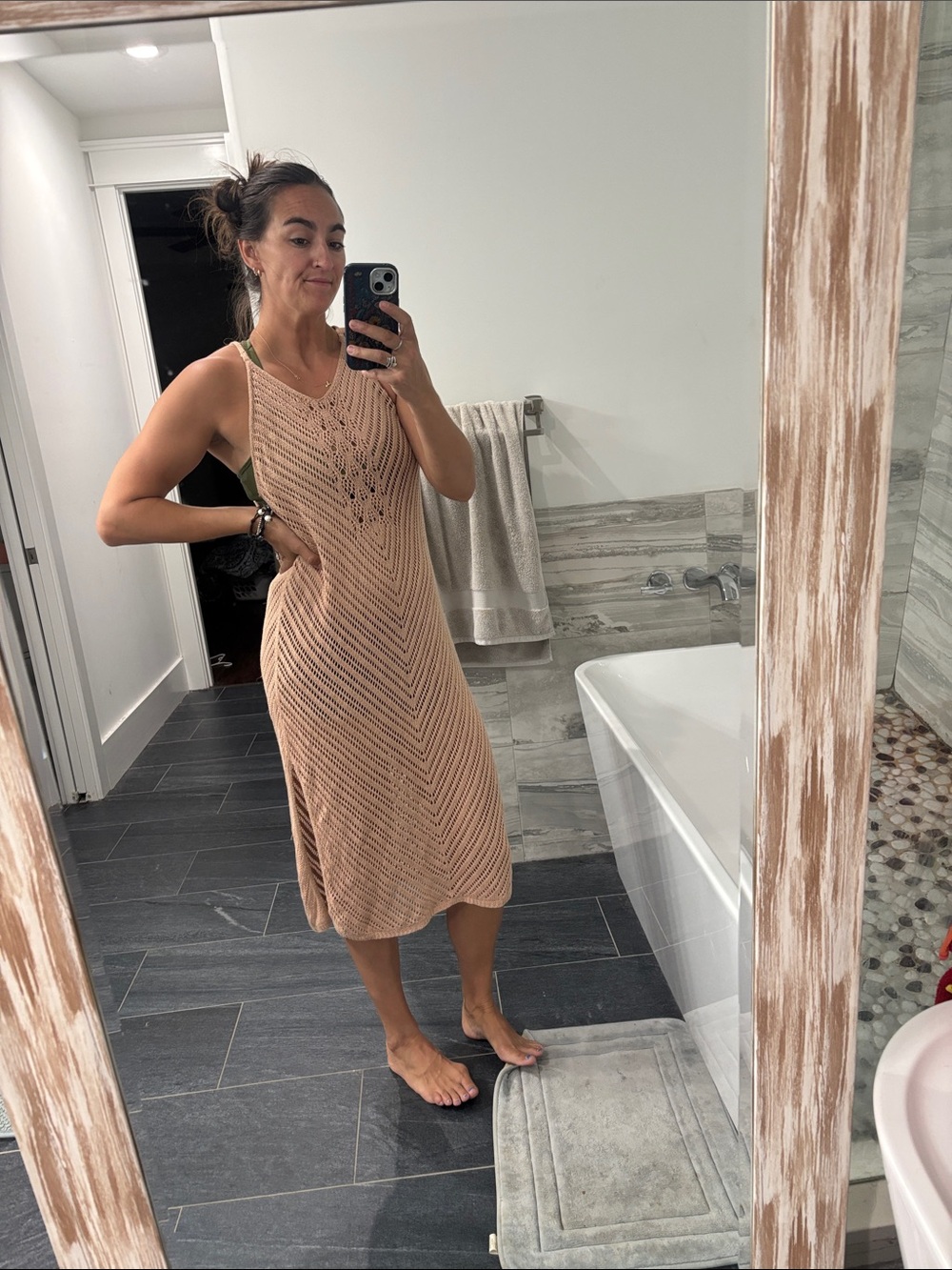 VS taupe crochet maxi coverup